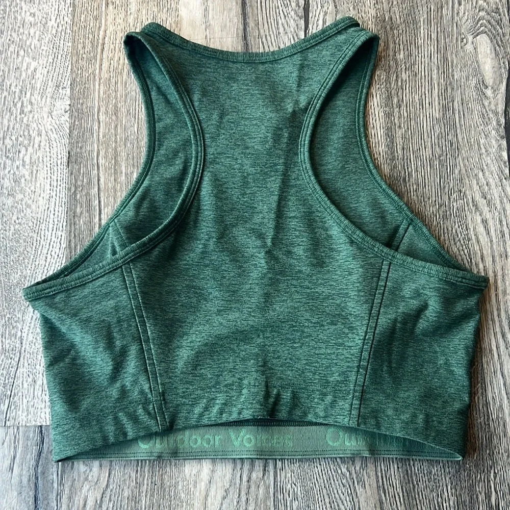 Outdoor Voices Bra Green Athena Crop Top Sports Bra Size Small High Neckline